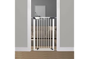 Callowesse Saluki Tall & Narrow 96cm High, Pet Safety Gate and Baby Gate, 65cm-70cm, Pressure Fitted No Screws for Narrow Doorways, Stairs and Hallways. Extensions available. White