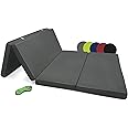 Beautissu Campix Folding Mattress 120x195 cm Anthracite – Fold Up Floor Mattress 7 cm thick as Z Bed or Futon Mattress – Guest Mattress with Velcro Straps for Transport