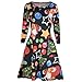 Price comparison product image Brezeh Womens Christmas Dresses Ladies Xmas Santa Skater Long Sleeve Swing Dress (Black 6, L)