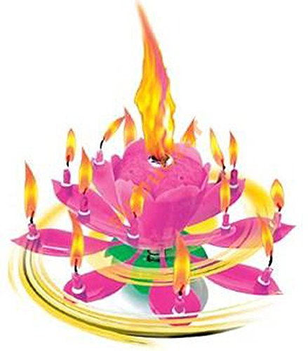 2 Musik Blumenkerzen rosa und blau Alles Gute zum Geburtstag mit Fontäne und Musik Kerzen Tortendeko Hochzeitsfontäne 14 Kerzen mit der bekannten Melodie „Happy Birthday“ - 3