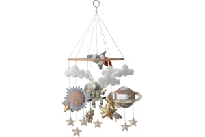 FYBR Space Baby Mobile Hand Made Felt Planet Crib Mobile Kids Shower Gift Craft Bed Cot Hanging Mobile Astronaut