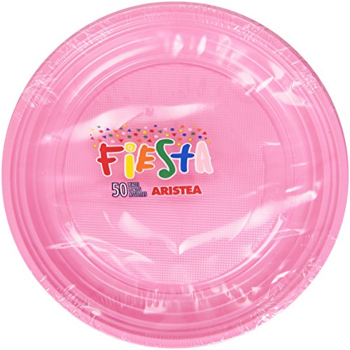Fiesta - Platos de plástico, Color Rosa, 50 Unidades