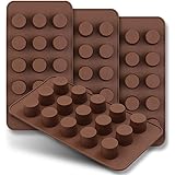 HomEdge, Set di 4 mini stampi per cioccolatini con 15 stampini, antiaderenti, in silicone per uso alimentare, per caramelle, 
