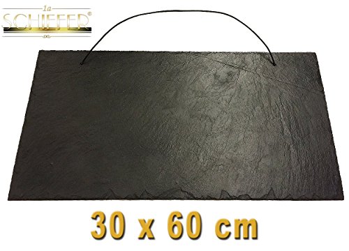 Schiefertafel MEMOBOARD - Querformat - Naturschiefer mit Lederband und Lochung Tafel 30 x 60 cm