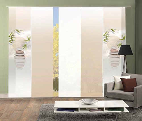 5er-Set Flächenvorhang BUDA, 95406-711, bestehend aus Motiv-, Farbverlauf- und Uni-Flächenvorhängen | je 245x60 cm