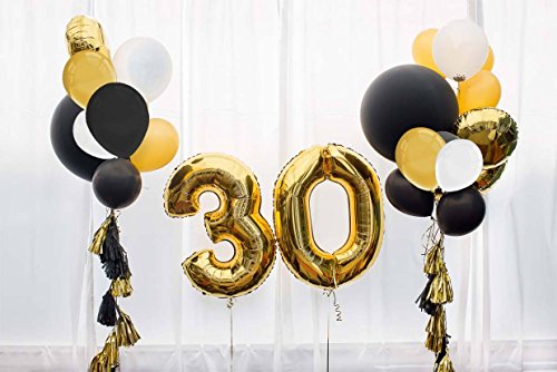 150 Pack Gold Schwarz Weiß Latex Party Ballons 12 Zoll mit Curling Ribbon für Geburtstag Hochzeit Dekorationen von Paxcoo - 5