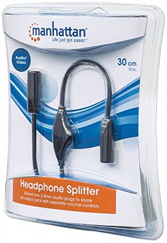 Manhattan Audiosplitterkabel (2 Lautstärkereglern Y-Kabel, 3,5 mm Klinkenstecker auf 2x 3,5 Klinkenbuchse, 2 individuelle Lautstärkeregler, 30 cm) schwarz - 4