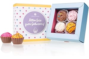 ‎CHOCOLISSIMO 4 Cupcake-Pralinen - Geburtstag - vier handgemachte Cupcake-Pralinen zum Geburtstag - Geburtstag - Geschenk - Schokolade