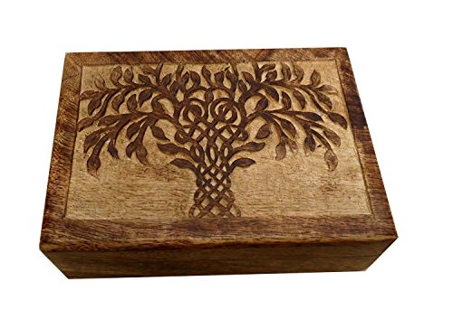 icrafts Baum des Lebens aus Holz geschnitzt Holz Schmuckkästchen Andenken Aufbewahrung Jewelry Box