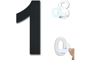 Ywonoby House Numbers - 3 Inch Self Adhesive Metal Stainless Steel Door Numbers Stickers for House Mailbox Apartment Hotel Courtyard - Black(1)