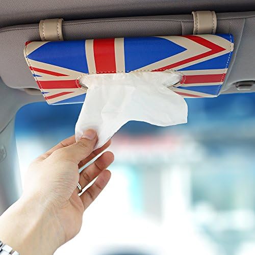 LOCEN Car Sun Visor Tissue Box Handy Paper Napkin Holder Clip - the UK Flag