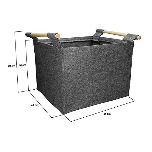 ECD Germany Feuerholzkorb Filz 45cm x 40cm x 40 cm LxBxH Holzkorb Kaminholzkorb Kaminholztasche - 5