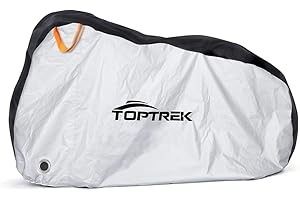 Toptrek Plandeka na rower, wodoszczelna tkanina Oxford, plandeka na rower, wodoszczelna, 200 x 110 x 70 cm, pokrowiec ochronny na rower, z workiem (czarny i srebrny)