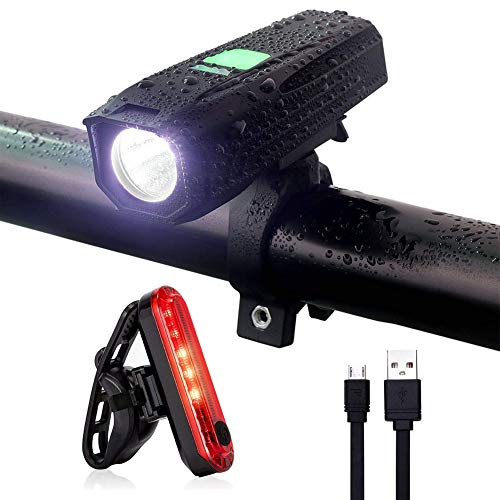 YHTSPORT - Eclairage LED Velo Lampe Torche de vélo Rechargeable pour éclairage de vélo Avant et arrière, résistante IP65 avec 5 Modes, Facile à Installer et à dégagement Rapide