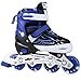 Produktbild ANCHEER Für Kinder Jungen Mädchen Einstellbare Größen Beleuchtung Räder Atmungsaktives Mesh Dreifachschutz Inline Skates Aluminium Rahmen Einstellbare Rollschuhe (Blau, 35-38)