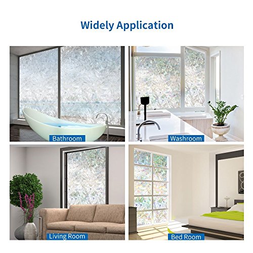 Rabbitgoo® 3D Fensterfolie Dekorfolie Sichtschutzfolie Fensterschutzfolie Selbsthaftend Statisch Haftend Anti-UV Upgrade Version 60*200cm - 7
