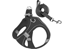 YATOSEEN Szelki dla psa, mały pies, szelki bez ciągnięcia, regulowane odblaskowe szelki dla zwierząt domowych, oddychająca miękka kamizelka dla psa, zestaw smyczy, step-in uprząż dla szczeniaka, dla kotów, małych i średnich psów