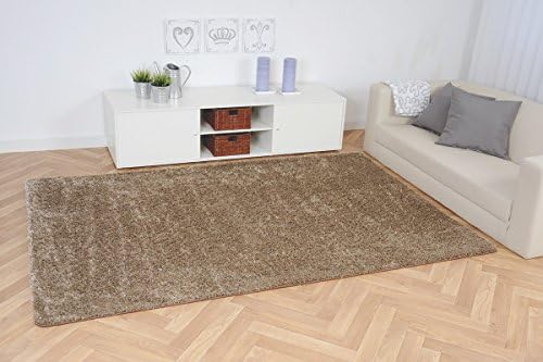 Shaggy rug Loredo - many sizes available | free shipping | tested for harmful substances, easy to clean, antistatic and hard-wearing | ideal for living room, bedroom, nursery, office, ..., Color:Dark Beige, Size:80 x 160 cm
