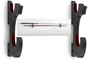 DELUFU Supporto per spada da parete con gancio per Katana, regolabile, per Katana, Wakizashi, Tanto Genji, supporto per armi da spada (2 livelli), nero
