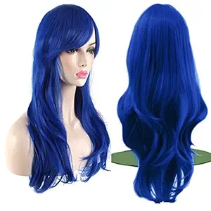 AKStore Women?s Heat Resistant 28-Inch 70cm Long Curly Hair Wig with Wig Cap, Blue