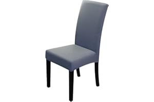 Dioxide Coprisedie con Schienale, Sedia Bi-Elastico per Una Misura Universale, Molto Facile da Pulire e Resistente, Coprisedile, Office, Ristorante (Confezione da 4, Grigio 2)