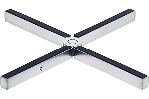 ‎WMF WMF MisterX Topfuntersetzer Edelstahl klappbar 19 x 19 cm, Topf Untersetzer-Set Cromargan Edelstahl mattiert, Silikonauflage, Untersetzer Topf platzsparend