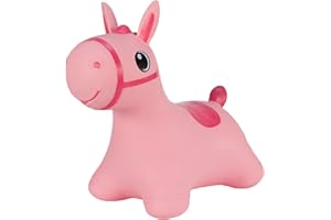 Hoppimals Space Hopper Cavallo Gonfiabile per Bambini di età Pari o Superiore a 12 Mesi – Imballo con Confezione Regalo, Pompa Inclusa – Cavalcabile Bambino, Palla rimbalzante per Bambini - Rosa