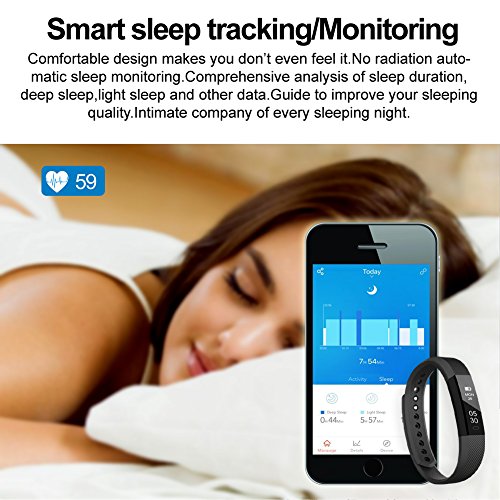LINTELEK Fitness Tracker Uhr mit Herzfrequenzmesser, schlanke Touchscreen und Armbänder, Tragbar Wasserdichte Aktivität Tracker Schrittzähler - 6