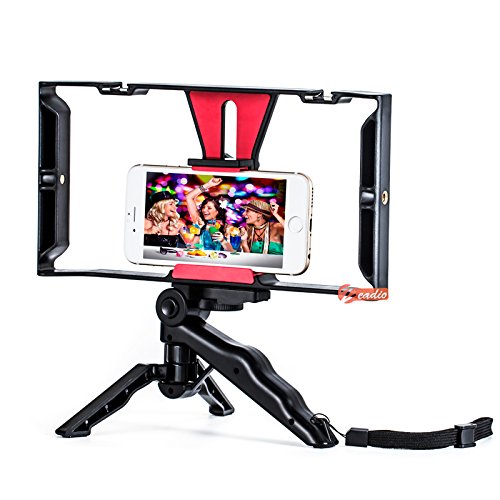 Zeadio Videoproiettore Smartphone, videocamere Stabilizzatore di supporto per maniglie, registrazione di pellicole per case di registrazione per videomaker Filmmaker Videographer - adatta per iPhone, Samsung e tutti i telefoni