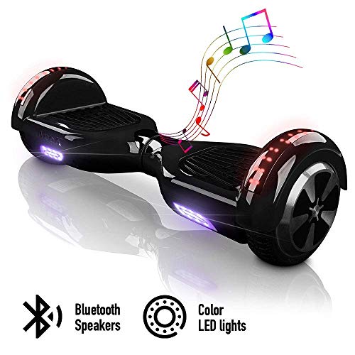 ACBK - Patinete Eléctrico Hover Autoequilibrio con Ruedas de 6.5" - Bluetooth + Luces LED + Mando a Distancia + Funda de Transporte - Velocidad máxima: 10-12 km/h, Autonomía 10-20 km (Negro)