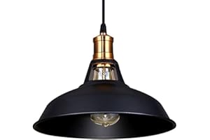 STOEX Lustre Suspension Industrielle Vintage E27 Lampe Plafonniers Retro Abat-jour pour Cuisine Salle à manger Salon Chambre Restaurant Noir