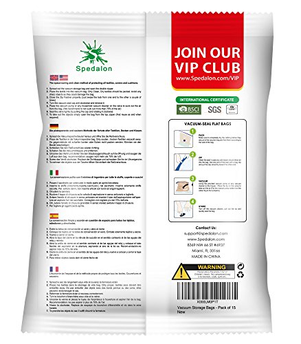 Vakuum Aufbewahrungsbeutel – Set mit 15 Stück (3 jumbo (100x80cm) + 4 große (80×60) + 4 mittlere (70×50) + 4 kleine (60×40)) wiederverwendbare Platzsparwunder mit kostenloser Handpumpe für das Reisegepäck. Bester Versiegelungsbeutel für Kleidung, Bettdecken, Bettwäsche, Kissen, Wolldecken, Vorhänge - 2