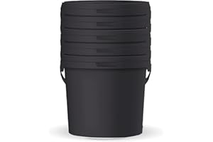 POSH Seau avec couvercle – Noir, plastique, résistant aux aliments, anti-fuites, inodore, robuste, stable, hermétique, seau avec poignée (5, 5L)
