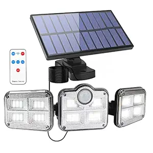 Verilux 20w Super Bright Solar Lights Outdoor 3 Heads 122 LED IP65 Waterproof Solar Motion Lights Outdoor with Adjustable Head Wide Lighting Angle Security Lights Motion Outdoor Flood Lights