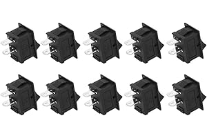 HILILAND 10 szt./zestaw 2-pinowe przełączniki kołyskowe do łodzi przełączniki kołyskowe wł./wył. 2-pozycyjne plastikowe akcesoria przemysłowe, czarne KCD1-101