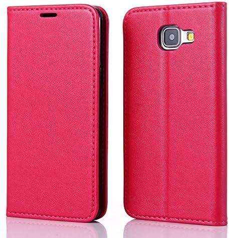 Samsung Galaxy A5(2016) Case Leather, SuFa Invisible Strong Magnetic Buckle PU Leather with Automatic Adsorption Function Folio Flip Standing Wallet Case for Samsung Galxy A510 （Rose）