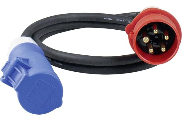 as - Schwabe CEE-Adapterleitung Caravan 1,5 m, CEE-Stecker 400 V / 16 A / 5-polig & CEE-Kupplung mit powerlight Spannungsanzeige und Klappdeckel 230 V / 16 A / 3-polig, IP44, Made in Germany, 61391