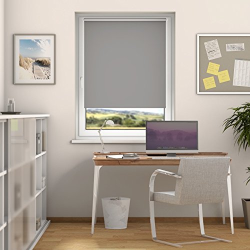 KlemmFix Verdunkelungsrollo – 85 x 150 cm GRAU (inkl. Klemmhalter) - 2