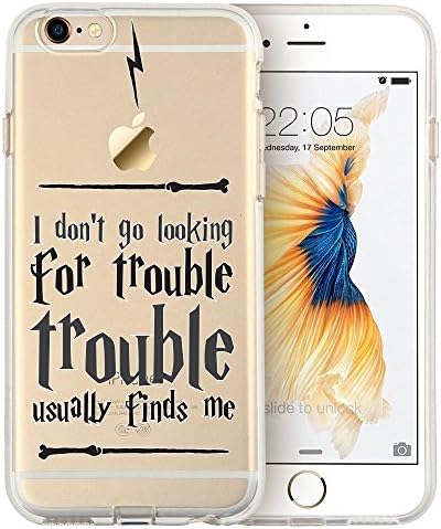 Movie Character Harry Potter Style (Trouble Quote) CLEAR TPU Transparent Cover Case for iPhone & Samsung Range - iPhone SE (TPU Surround with Hard Back)