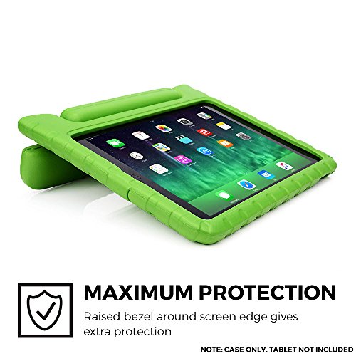 iPad Air 2 hülle fur kinder, COOPER DYNAMO Beanspruchbare, strapazeirfähige, robuste, gepolsterte Hartschalenhülle mit integriertem Griff, Standfunktion & durchsichtigem Displaysschutz (Grün) - 2