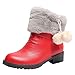 Produktbild JUSTSELL_Schuhe Damen Stiefeletten,Frauen Künstlich Lackleder Schneestiefel Einfarbig Booties Mit Haar Ball Warm Allroundstiefel Schuhe