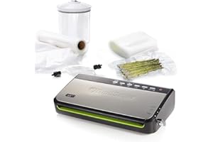 FoodSaver Macchina sottovuoto FFS005X con vano portaoggetti per rulli e taglierine, funzione a impulsi per alimenti fragili, include accessori e sacchetti sottovuoto abbinati