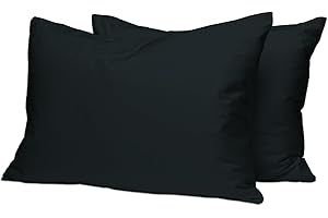 PIZUNA LINENS Pizuna Set di 2 Federe per letto matrimoniale cotone 50x80 cm Nera, 400 fili con trama Sateen in 100% Cotone a fiocco lungo Federa cuscino 50x80 (Federa cuscino Nera - 2 pezzi)