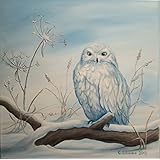 Acrylgemälde SNOW OWL IN ICE BLUE