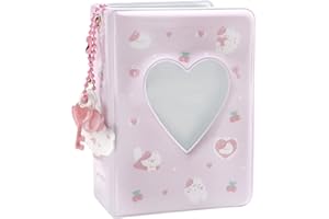 GUOJOZO Mini album fotografico da 7,6 cm, 40 tasche, porta carta fotografica Kpop, cuore d'amore, cavo (Z)