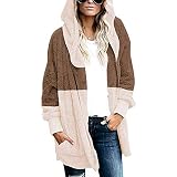 iHENGH Neujahrs Karnevalsaktion Damen Herbst Winter Bequem Mantel Lässig Mode Jacke Frauen Übergroße Damen Kapuzenjacke mit Drapiertaschen und Kapuze