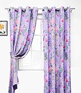 Lush Decor  Premium Polyester Fancy Floral Printed Curtains for Long Door 10 feet Pack of 2 (Lavender)