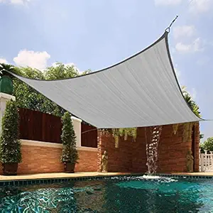 Amagenix Rectangle Sun Shade Sail Canopy, 185 GSM Permeable Shade Cloth, 16'X16' UV Block Awning for Patio Outdoor Backyard Garden, Grey