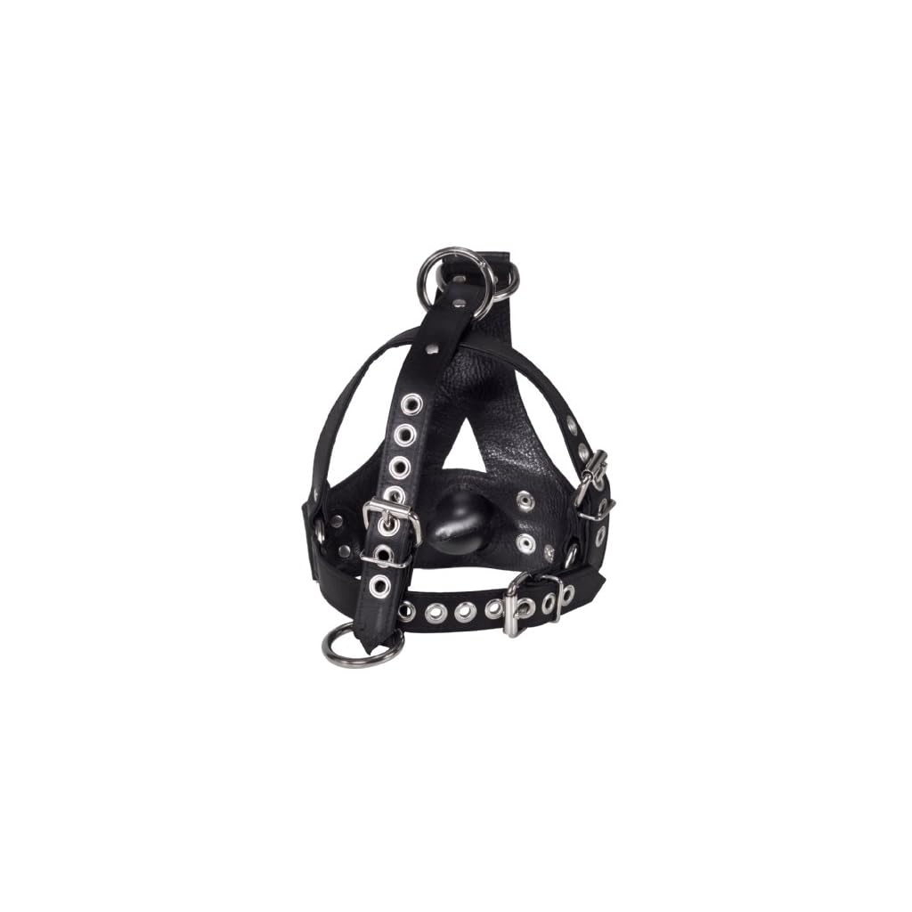 BDSM Kopf-Harness aus Leder, verstellbar, abnehmbarer Knebel