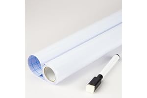 FENTIS Papel Adhesivo Blanco Rollo de Papel Adhesivo Película Autoadhesiva para Pizarra Pegatina de Pared Borrado en Seco Ideal para Niños Bricolaje Aula Oficina Casa 60x400cm